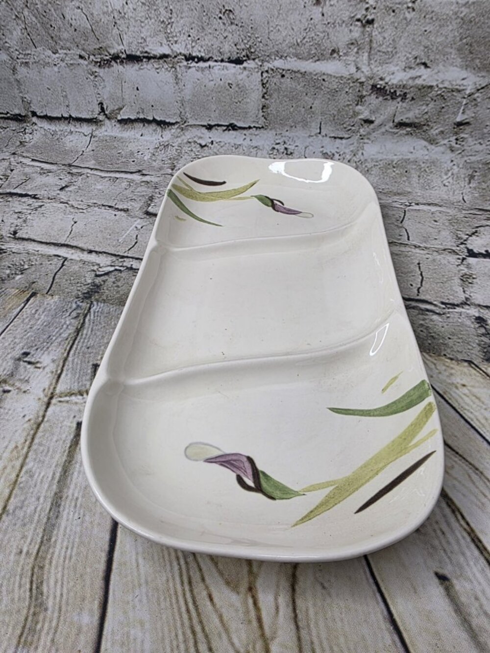 Red Wing Iris Purple 3 Section Divided Serving Tray  12.5 x 6.25 Inch